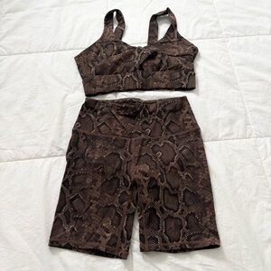 Varley Snakeskin Print Athletic Set Shorts + Sports Bra